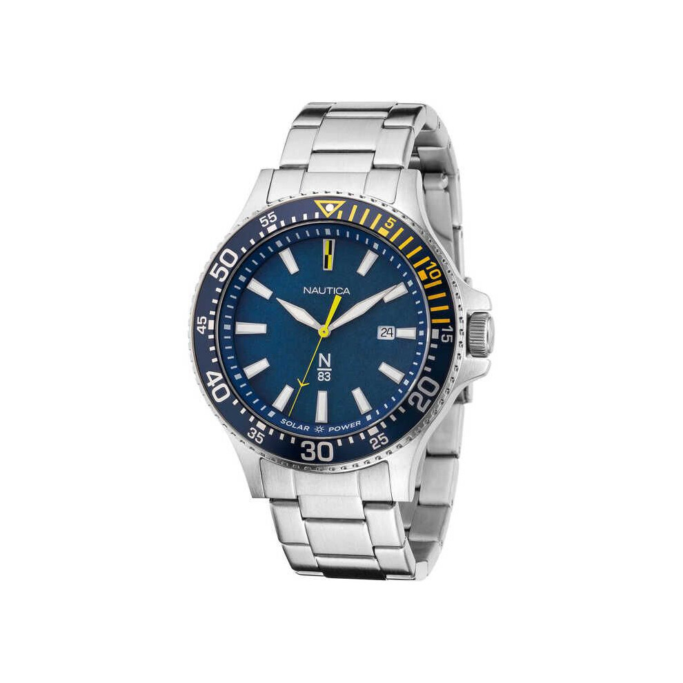 Nautica N83 N83 Cocoa Beach - Orologio Da Polso Da Uomo, In Acciaio Inox, Modello: NAPCBF206, Colore: Argento/Blu, Argento/Blu, Cinturino-image