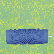 5 Inch DIY Patterned Paint Wall Art Stencils with Brush and Roller for Walls and Ceilings - Rubber Decorating Tool