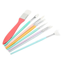 Juego de 8 pinceles de nylon, mangos de madera