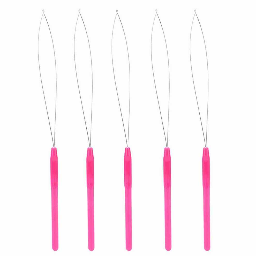 Unisex Pink Plastic Handle Pulling Loop Needle Micro Beads