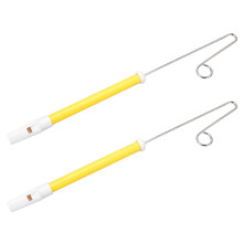 Set di fischietti in metallo a scorrimento per bambini, 2 pezzi, suono professionale, materiale durevole.