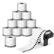 DK-2205 Continuous Paper Labels 2-3/7" x 100' for Brother QL-800 810W 820 700 600 Printers 12 Rolls Plus 1 Frame