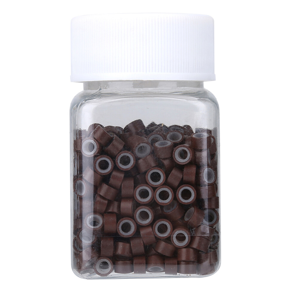 Unisex Brown Aluminium Silicone Beads Hair Extension Tubes