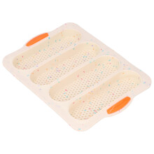 Baguette-Form mit 4 Rillen, Silikon, weiche glatte Oberfläche, Brotteigform, Backblech, Küchengerät, beige