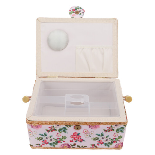 Large Double Layer Sewing Basket with Comfortable Handle, 24x17.5x13cm 1