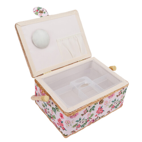 Large Double Layer Sewing Basket with Comfortable Handle, 24x17.5x13cm