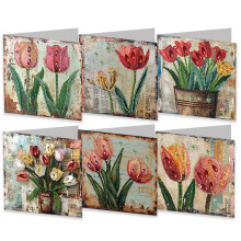 6 Packs Diamond Painting Greeting Cards Kits for Adults, DIY Tulip Art Cards with Envelopes for Birthday Valentine's Thanksgiving
