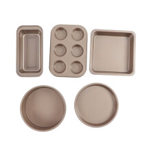 Backblech-Set Professionelles Backblech-Set aus karbonstahl mit Kuchenform Backbleche Pizzaplatte für Zuhause Gold
