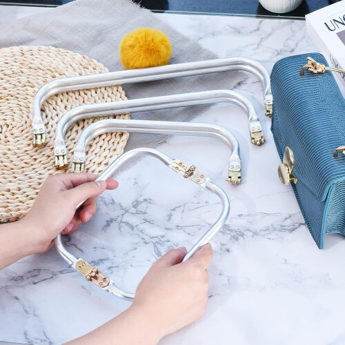 Metal Purse Frame 5Pcs Rectangle Lock Clasp Bag Hardware, 5 Sizes for DIY Sewing Craft Projects 2
