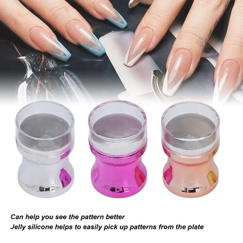 6 pezzi di stamper per nail art, silicone trasparente, rosa 2