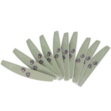 10 piezas lima de uñas de doble cara 240/240, forma de frijol verde