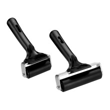 Rubber Roller Brayer Set, 2pcs 4 Inch and 3 Inch Anti Skid Hard Rubber Rollers for Wallpaper Craft Printmaking and Stamping