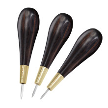 Diamond Shape Stitching Awl Kits with Ebony Blackwood Handle, 3 Sizes S M L for Leather Craft Sewing Tools