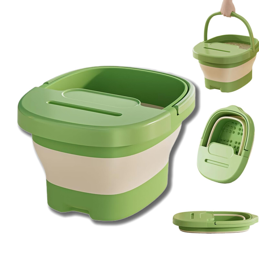 Collapsible Foot Bath Basin with Lid, Massage Acupoint Foot Soak Tub, Multifunctional Laundry Basket with Handle