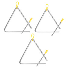 8 Inch Triangle Instrument Set, 3 Pcs Musical Percussion Triangle with Beaters, Traditional Metal Triangle for Musicians