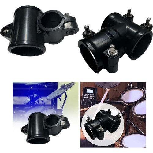 Drum Rack Clamp Kit for Electronic Drums, Heavy-Duty Bracket for Main Frame Connection, Cross Pipe Compatibility 1
