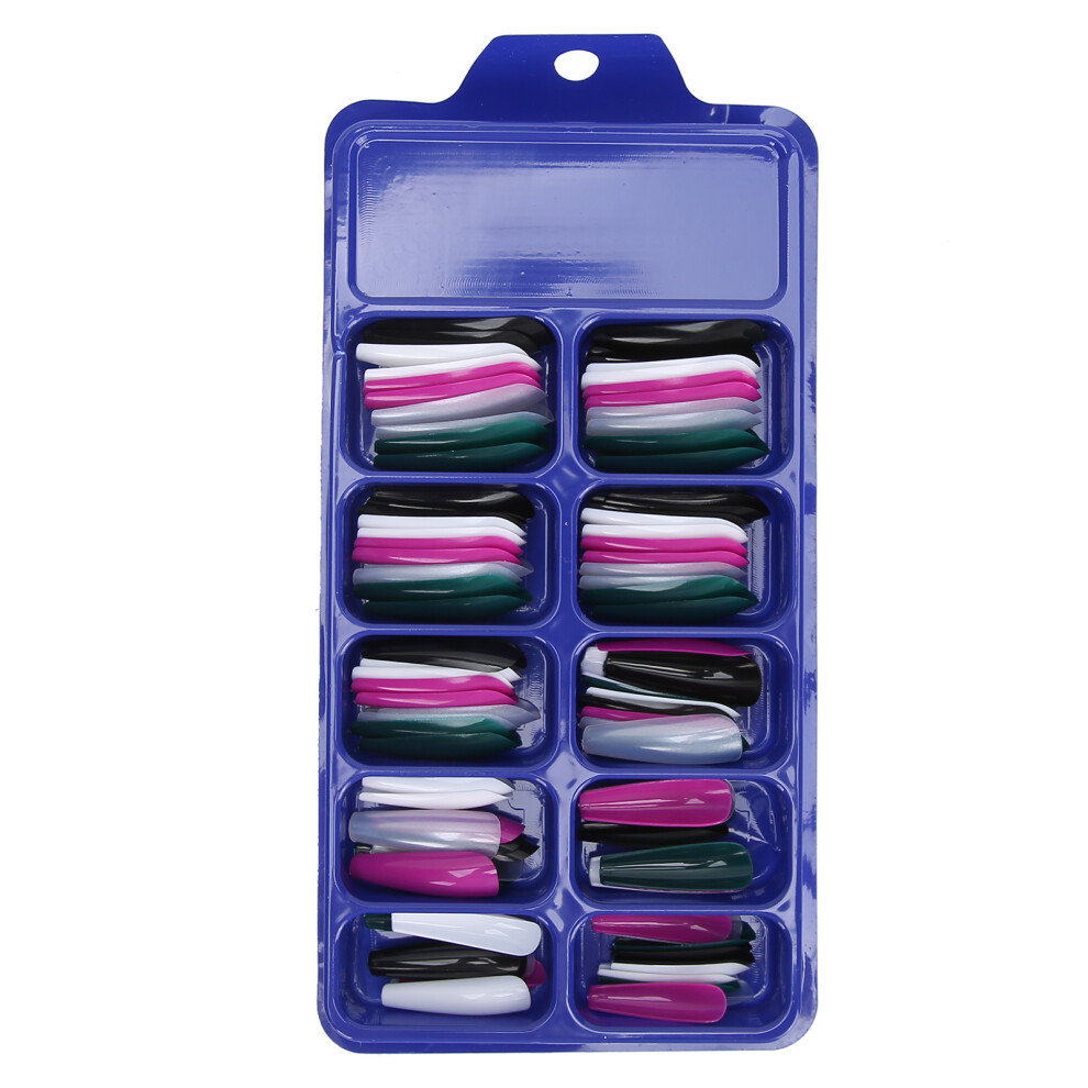 100Pcs Acrylic Nail Art Tips Set Pure Color Full