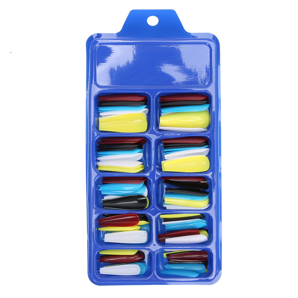 100Pcs Acrylic Nail Art Tips Set Pure Color Full