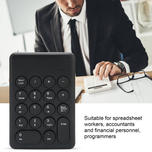 Ergonomic 18-Key Wireless Numeric Keyboard, Black, Model MLD-269 2