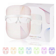 LED Face Mask Light Therapy - Ultra-Light 7 Color Rechargeable LED Skin Care Mask for Facial Treatments and Anti-Aging