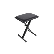 Adjustable Folding Stool Chair Bench with Leather Padded Seat for Piano Keyboard – Black Portable Musician Seat
