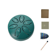 Hollow Drum 3 Inch Mini Steel Tongue Drum for Beginners - 6-Tone Percussion Instrument in Green for Kids and Festivals