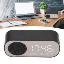 Portable Dual Alarm Clock with BT Speaker, 116x51x33mm Black