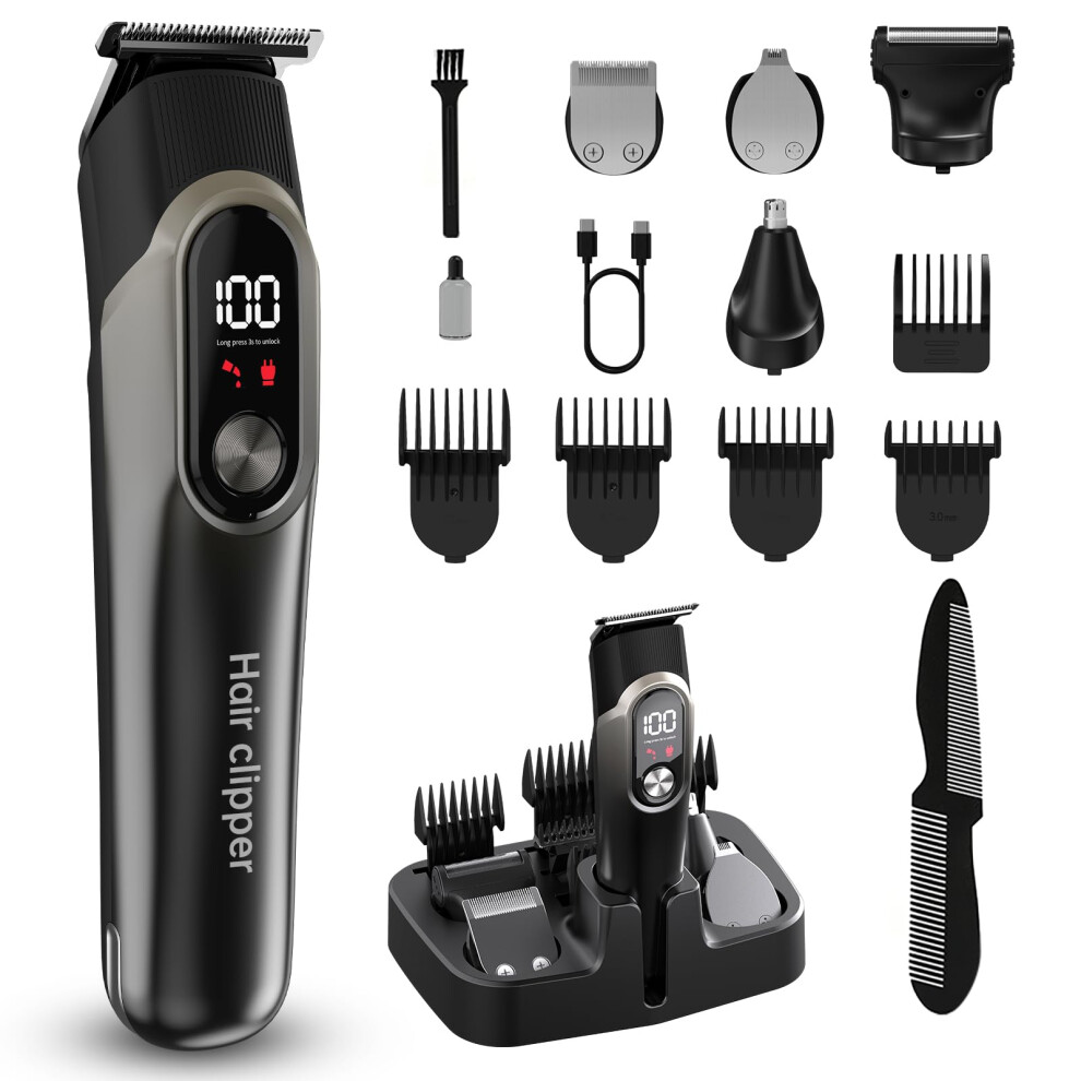 Gray Hair Clippers For Men Professional 5 In 1 Cordless Beard Trimmer With Smart Charge Technology