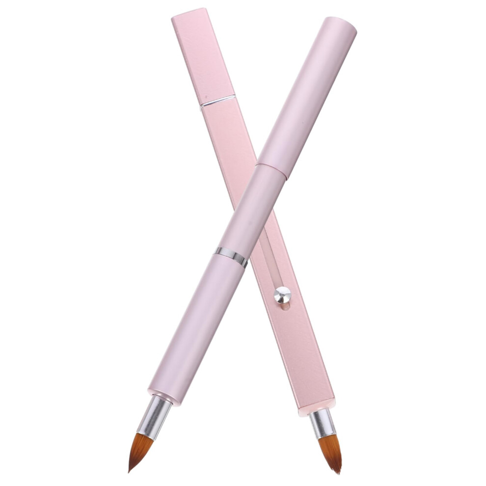 Ergonomic Handle Lip Brush Set 2pcs Retractable Lipstick Applicator and Lip Gloss Tool for Women's Makeup