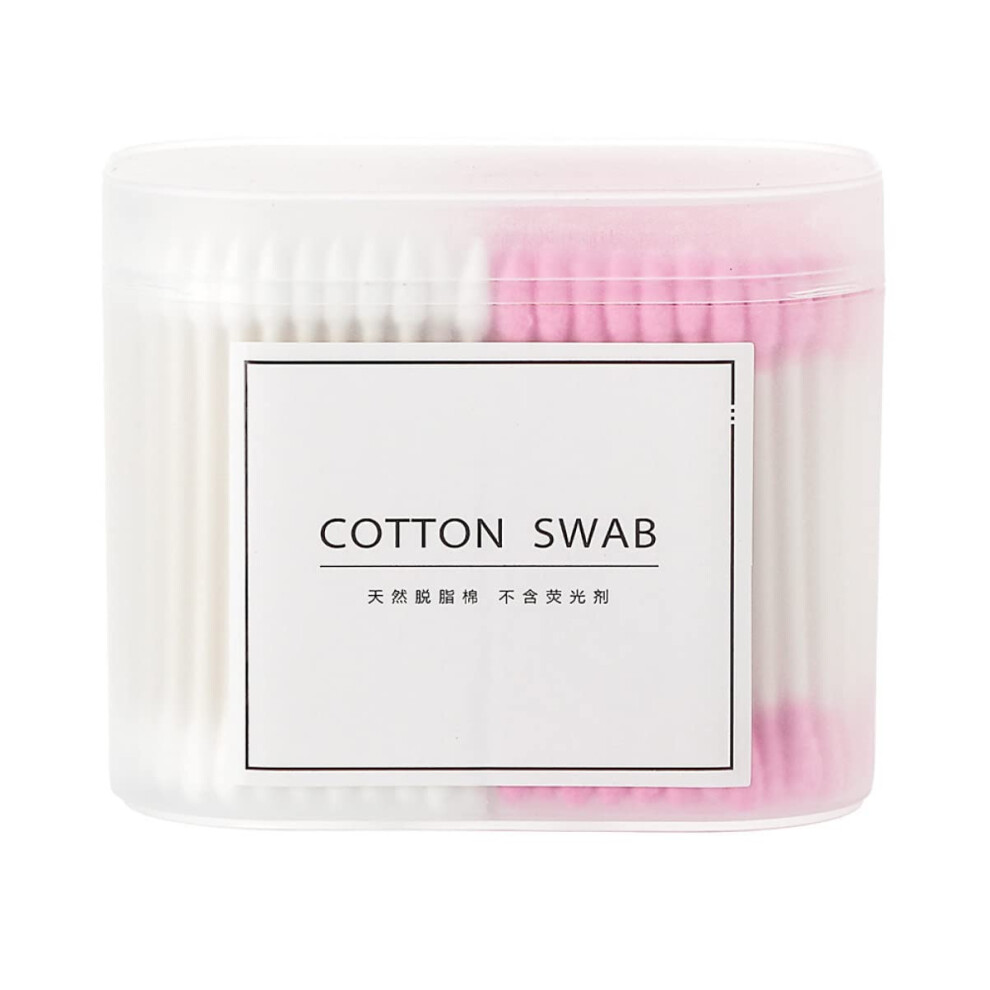 Pink/White Double Head Cotton Swabs 2 Packs - Versatile And Disposable Cotton Buds For Makeup, Ear Care, And Crafts