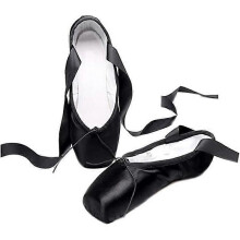 Ballerina's met puntige balletschoenen met linten voor dames, meisjes, kinderen en volwassenen, zwart