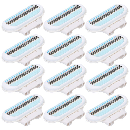 12Pcs Women's Razor Blade Refills 3 Blade 1