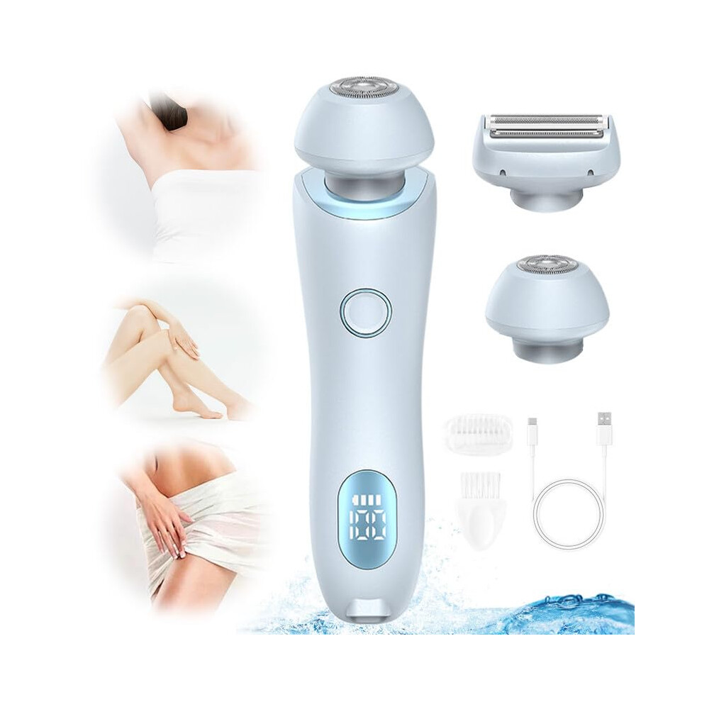 Blue Multifunctional Shaver For Women, 2-In-1 Electric Hair Removal And Bikini Trimmer, Waterproof Wet & Dry Shaver In