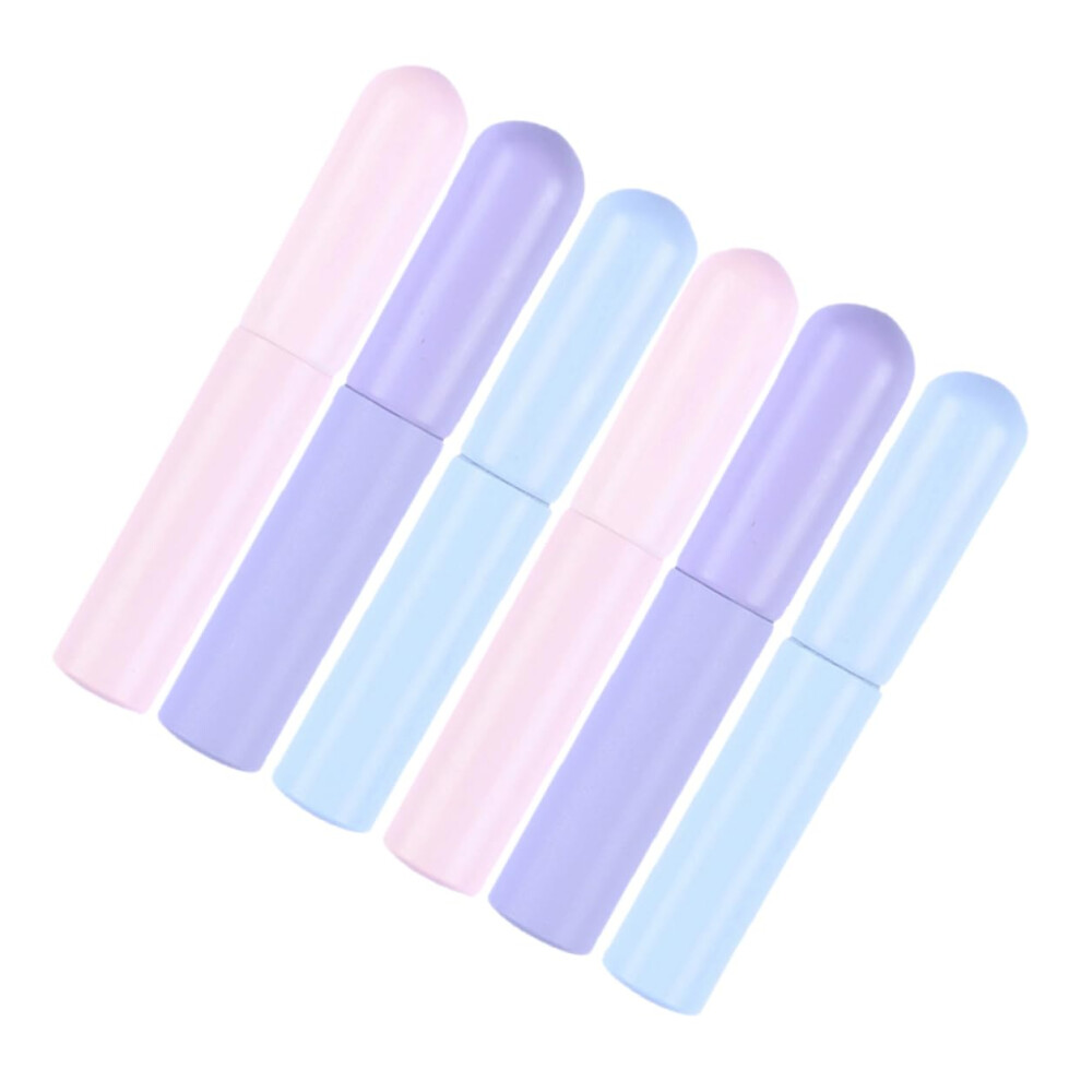 Pink/Purple/Blue 6Pcs Silicone Lip Brush Set For Makeup Application, Soft Lip Applicator For Lipstick And Gloss,