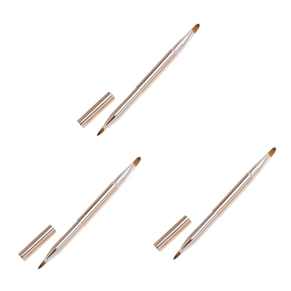 3 Pcs Retractable Lip Makeup Applicator Brush Set for Smooth Lipstick Application and Precise Color Control
