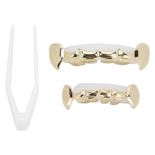 Hip Hop False Teeth Set Reusable Unfading Copper 1