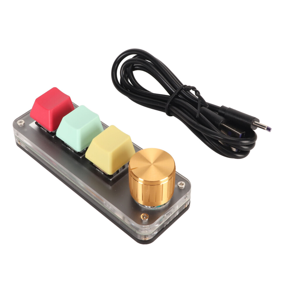 Usb Mini 3 Key Keypad With Knob Diy Programmable Blue 9387669189699