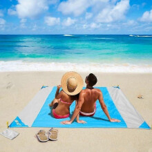 Tapis de plage, couverture de pique-nique anti-sable, 200 x 200 cm, portable, étanche et pliable, pour