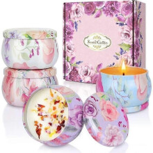Coffret de 4 bougies parfumées en cire de soja naturelle Coffret cadeau pour la fête des mères et la