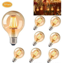 Confezione da 8 lampadine a filamento LED E27 G80 da 4 W, stile retrò Edison, in vetro marrone, 2700