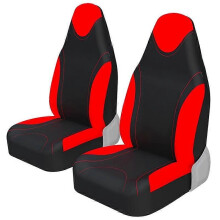 (ROSSO 2 PEZZI) Set completo di coprisedili per auto integrati in stile racing, in tessuto piatto in