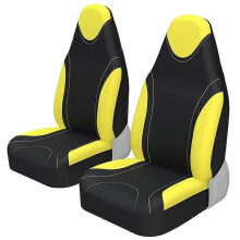 (GIALLO 2 PEZZI) Set completo di coprisedile per auto integrato in stile racing, tessuto piatto in poliestere