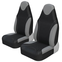 (GRIGIO 2 PEZZI) Set completo di coprisedili per auto integrati in stile racing, in tessuto piatto di