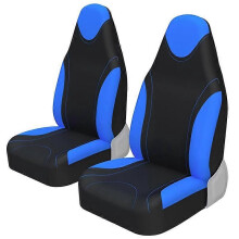 (BLU 2 PEZZI) Set completo di coprisedili per auto integrati in stile racing, in tessuto piatto di poliestere