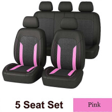 Coprisedili per auto in tessuto a rete traspirante (rosa 5 posti), accessori per auto, interni con tasca