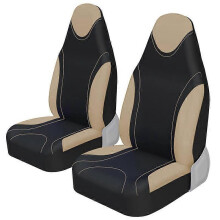 (BEIGE 2 PEZZI) Set completo di coprisedile per auto integrato in stile racing, tessuto piatto in poliestere