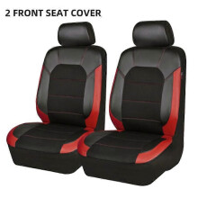 (PQ118-2SeatRed) Coprisedile impermeabile per auto in pelle PU, compatibile con airbag universale, protezione