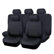 (AD9351-Set) Coprisedili per auto universali in tessuto nero, set completo, adatti per la maggior parte