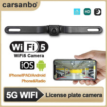 Caméra de recul Carsanbo pour plaque d'immatriculation 5G Wi-Fi HD, vision nocturne sans fil, étanche,