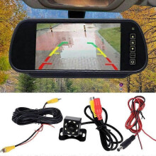 Bileeko Car 7 pouces Rétroviseur de secours Moniteur Système de stationnement Caméra de recul 8 LED